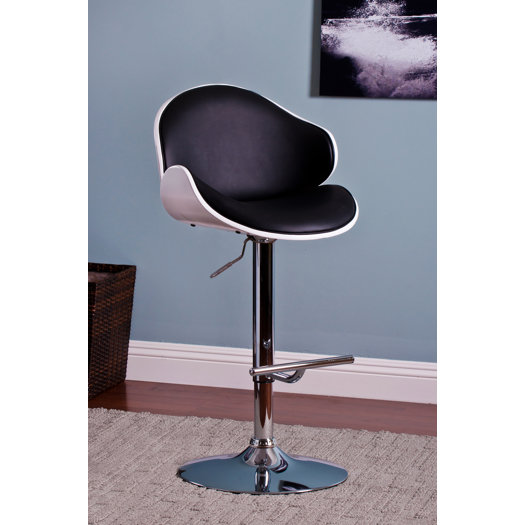 AC Pacific Adjustable Height Swivel Bar Stool with Cushion AllModern