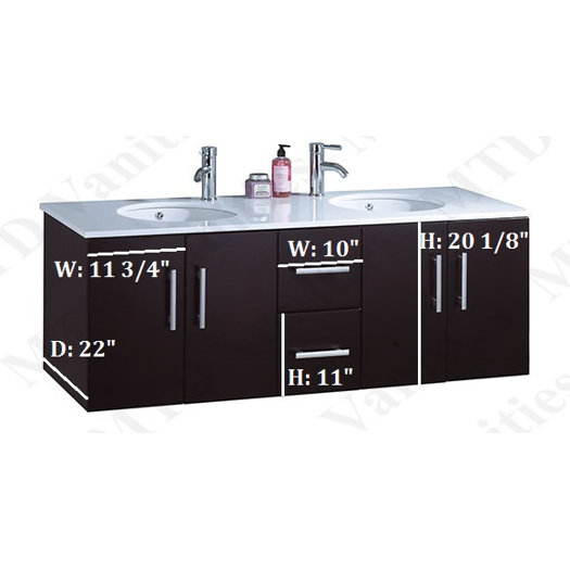 MTD Vanities Nepal 60quot; Floating Double Bathroom Vanity Set with Mirror