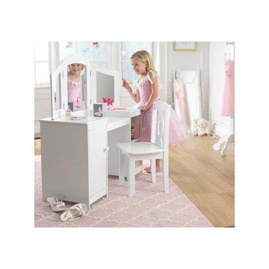 KidKraft Deluxe 2 Piece Vanity Set with Mirror AllModern