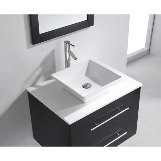  Marsala 30quot; Single Bathroom Vanity Set with White Stone Top and Mirror