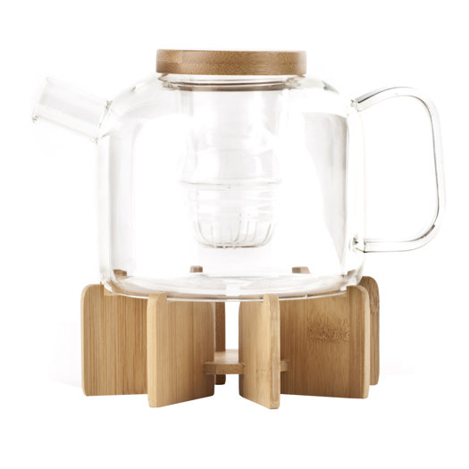 Kikkerland Lotus Glass Tea Pot with Stand