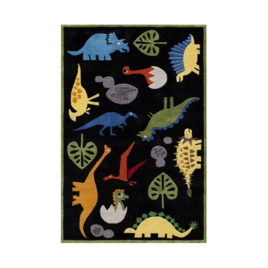 Momeni Lil' Mo Lil Mo Whimsy Black Dinosaur Kids Rug | AllModern