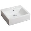 Ceramica Square Single Hole Self Rimming Bathroom Sink with Faucet ...