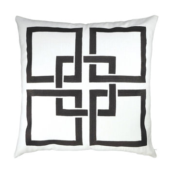 NECTARmodern Linked Squares Embroidered Cotton Throw Pillow AllModern