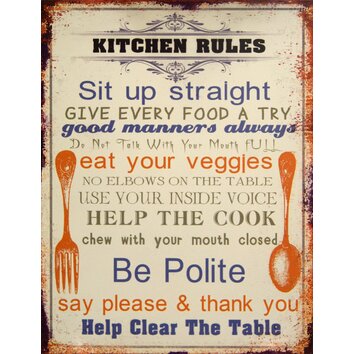 Kitchen Rules Sign Wall Decor | Wayfair