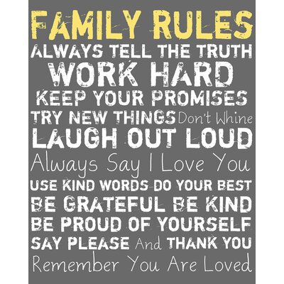 Family Rules Textual Art on Wrapped Canvas | Wayfair