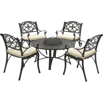 Oregon 5 Piece Dining Set with Cushion and Firepit