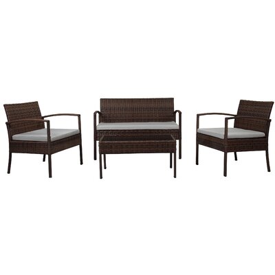 4 Piece Wicker Seating Group with Cushions