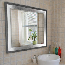 concrete with silver leaf beveled wall mirror