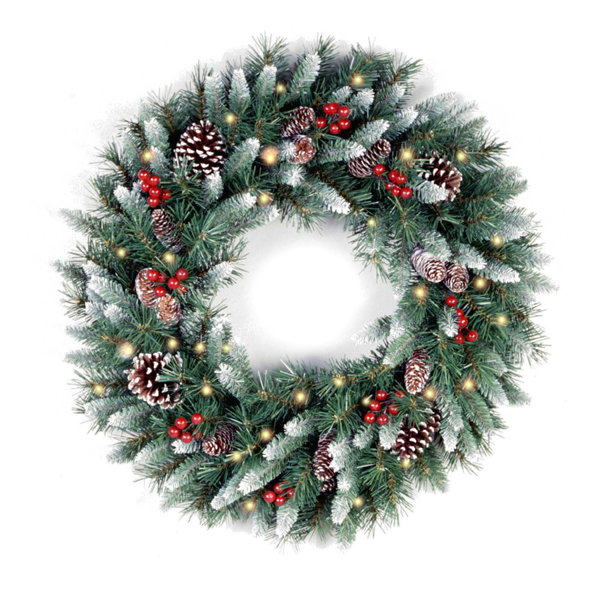 PreLit Frosted Berry Indoor/Outdoor Wreath Joss & Main
