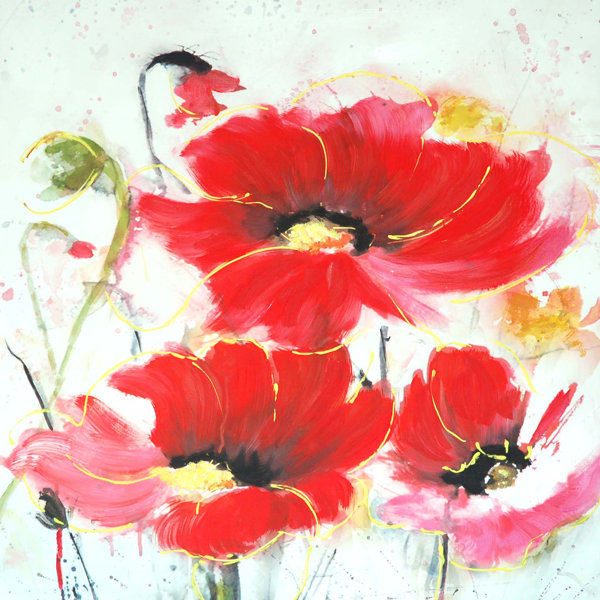 Poppy Trio Painting Print on Canvas Joss & Main