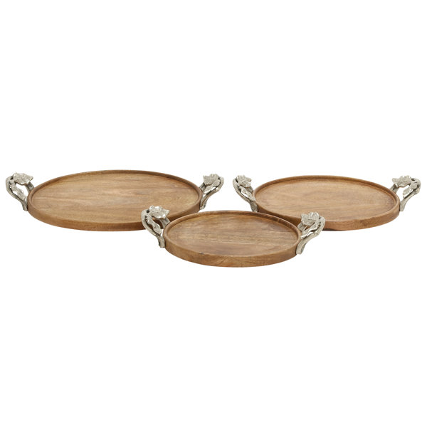 3 Piece Wood Metal Tray Set Joss & Main