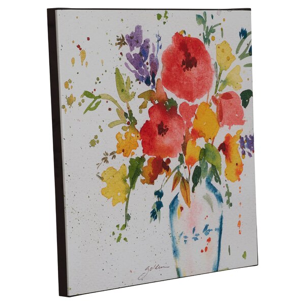White Vase with Bright Flowers Canvas Print | Joss & Main