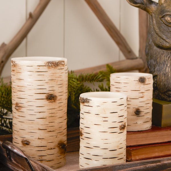 3Piece Birch Bark Flameless Candle Set & Reviews Joss & Main