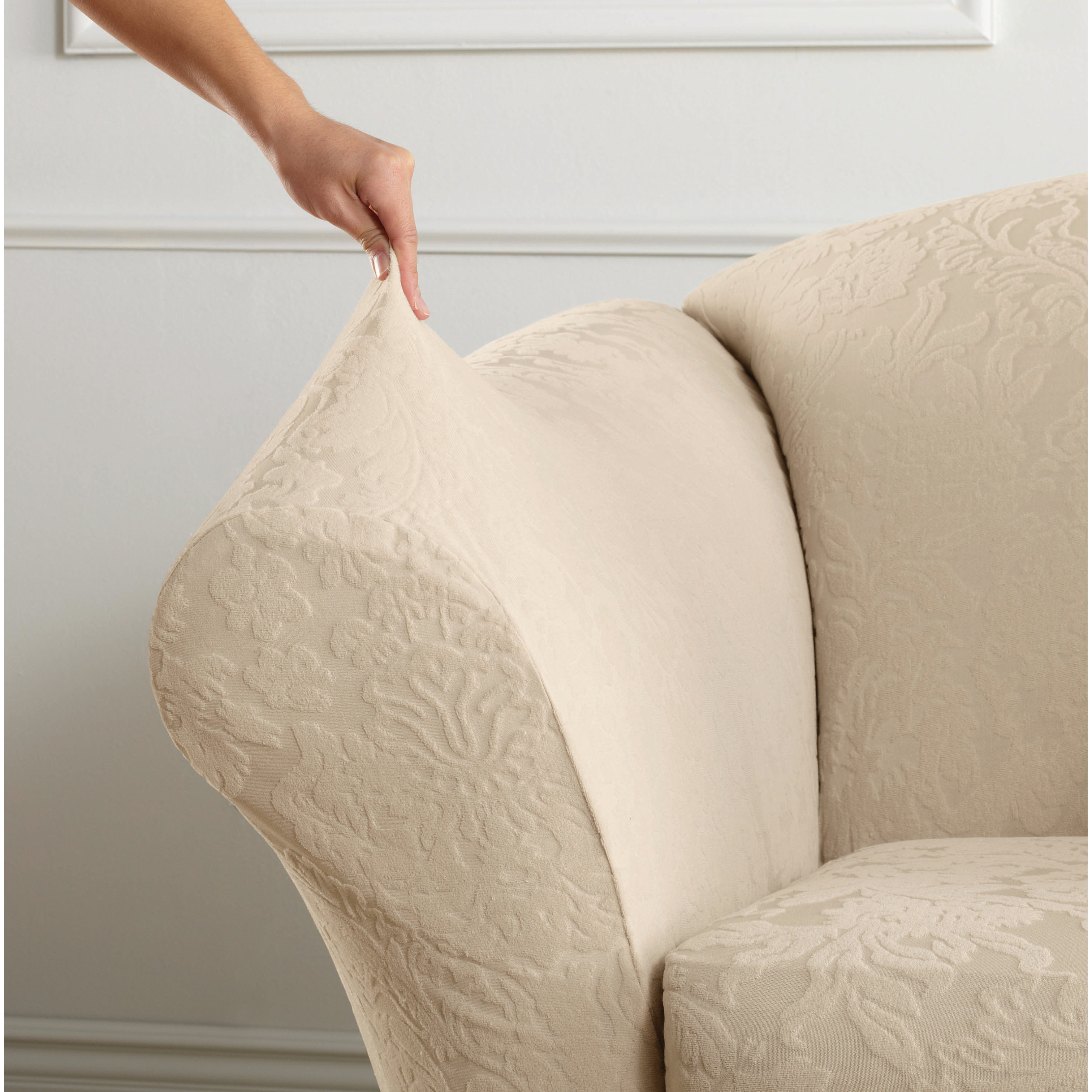 Stretch Jacquard Damask Sofa Slipcover Wayfair