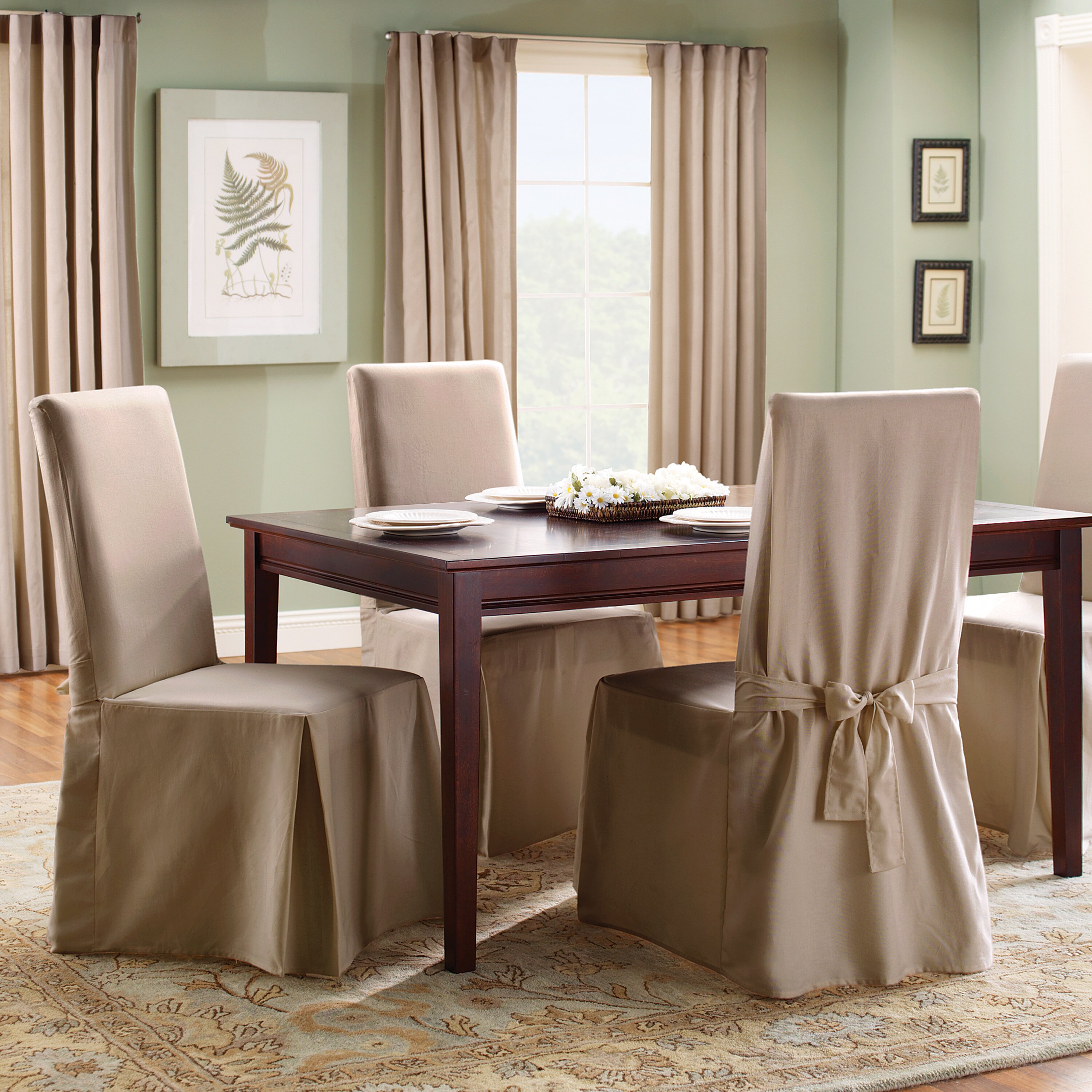 Cotton Duck Full Length Dining Room Chair Slipcover 