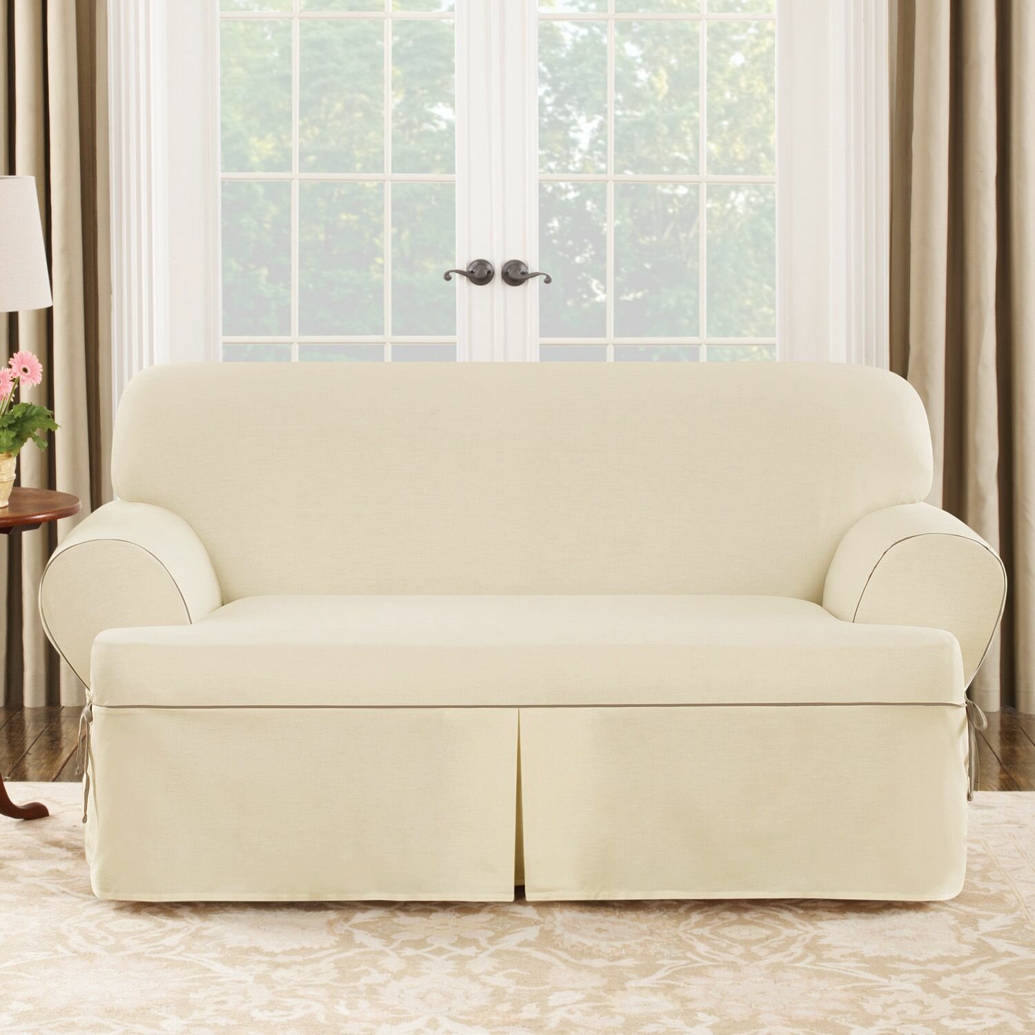 Sure Fit Cotton Duck Loveseat TCushion Slipcover & Reviews Wayfair