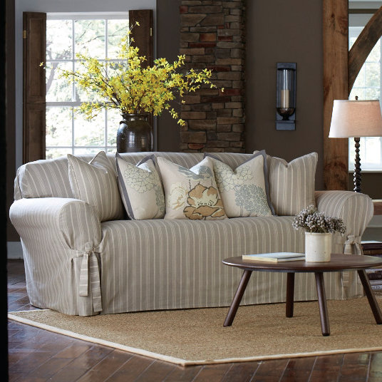 Sure Fit Grain Sack Stripe Loveseat Slipcover & Reviews Wayfair