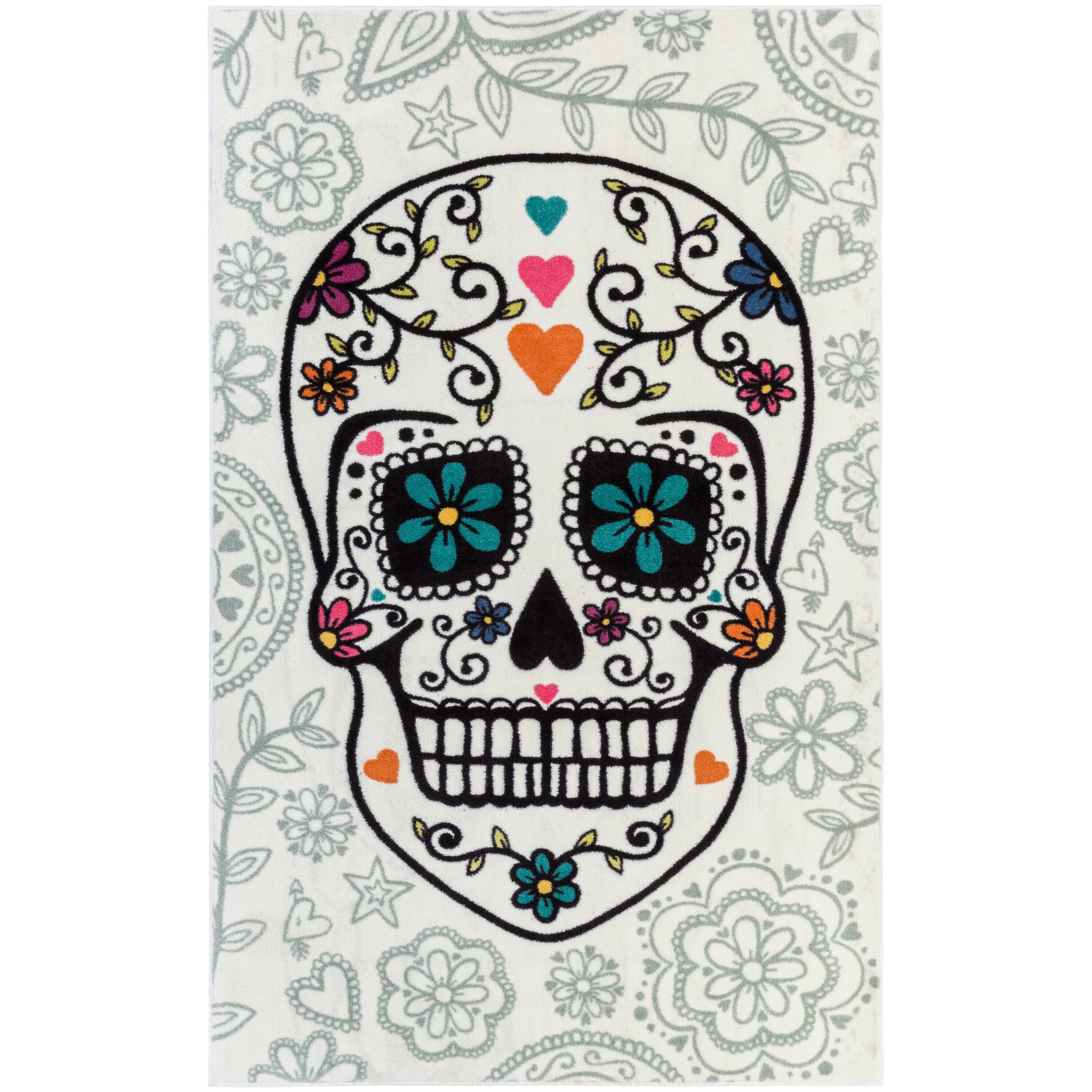 Mohawk Home Aurora Sugar Skull Grey & Green Area Rug & Reviews | Wayfair