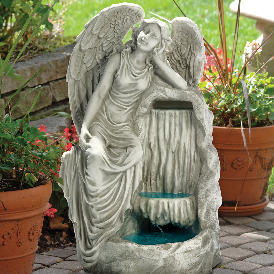 Resin Resting Grace Angel Garden Fountain Wayfair