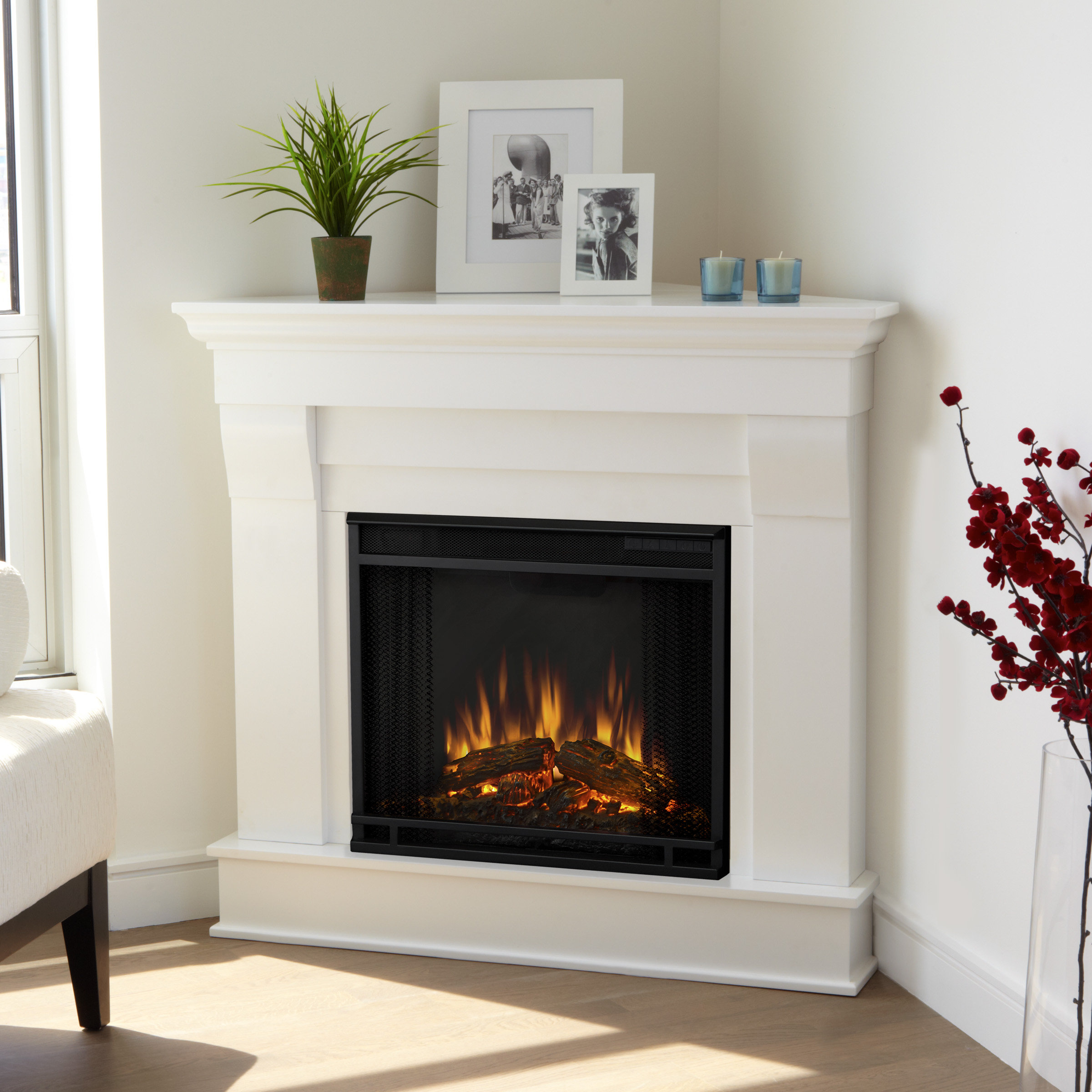 Real Flame Chateau Electric Corner Fireplace in Dark Walnut Finish ...