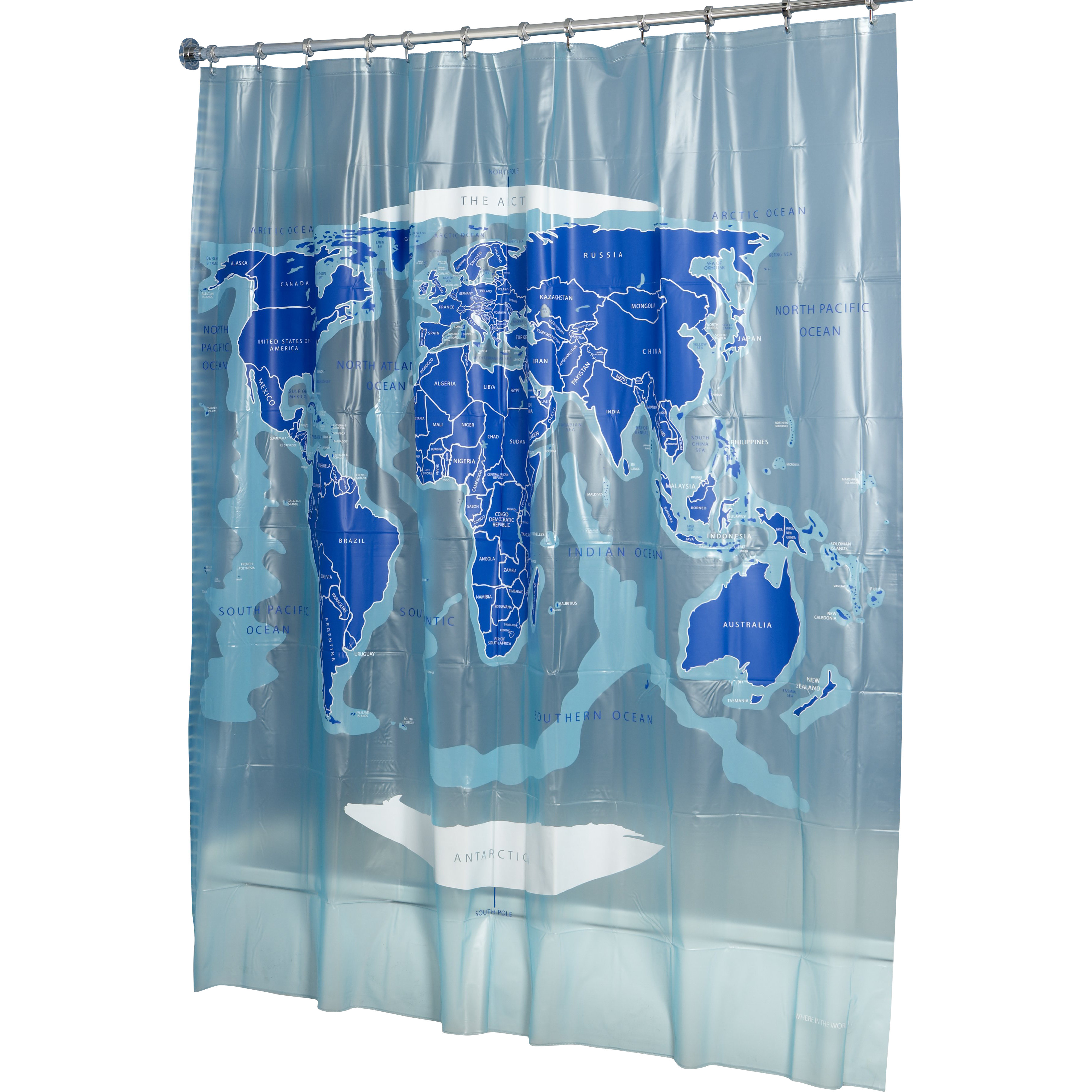 World Map Vinyl Shower Curtain Wayfair