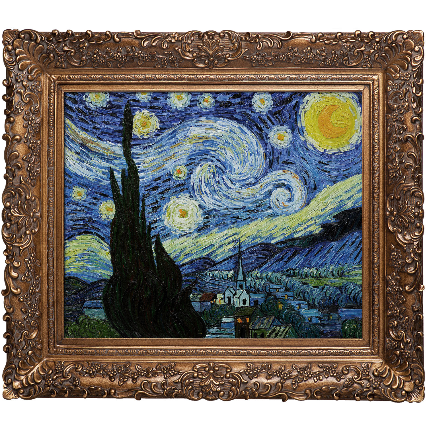 Tori Home Starry Night by Vincent Van Gogh Framed Original Painting