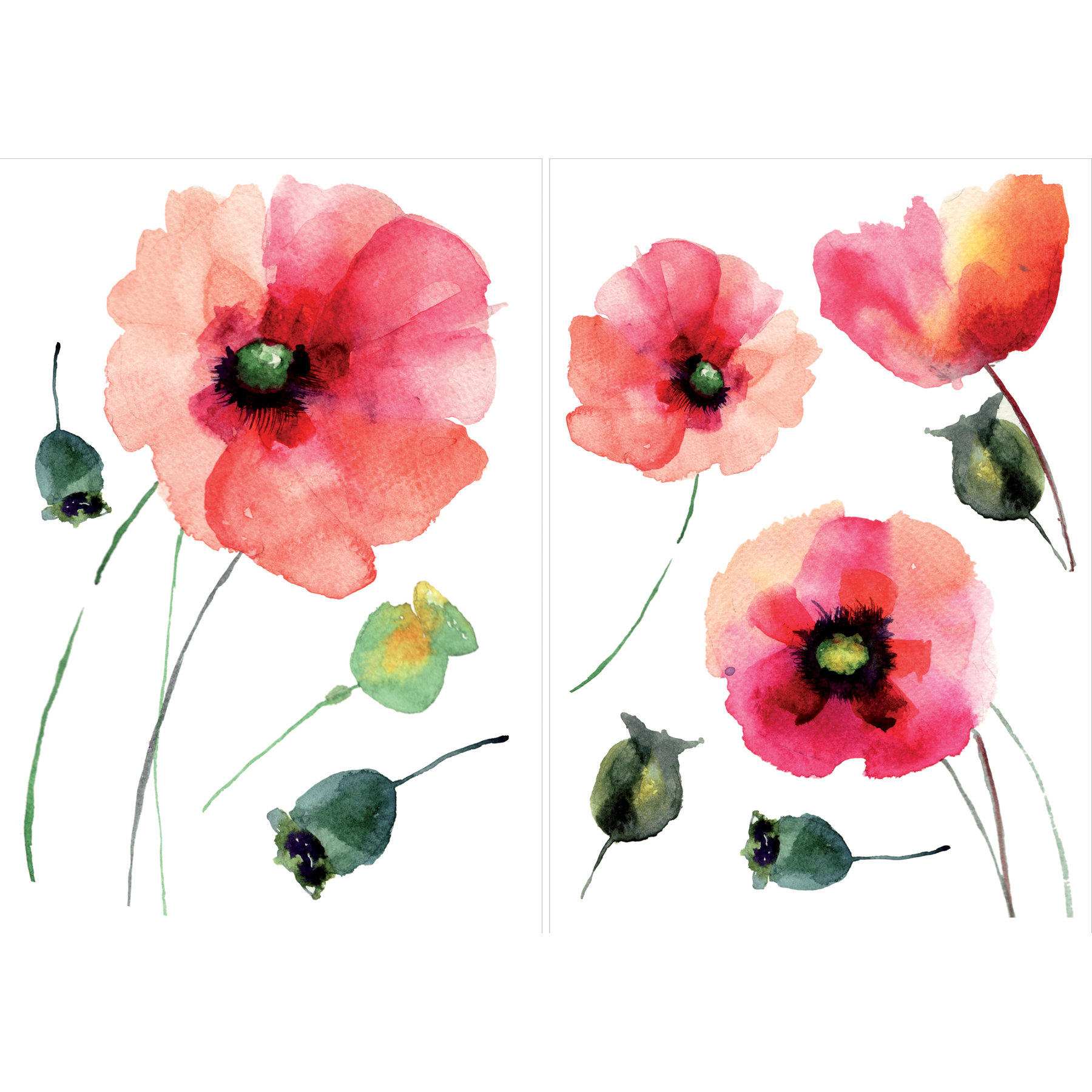 Home Decor Line Watercolor Poppies Wall Decal Wayfair