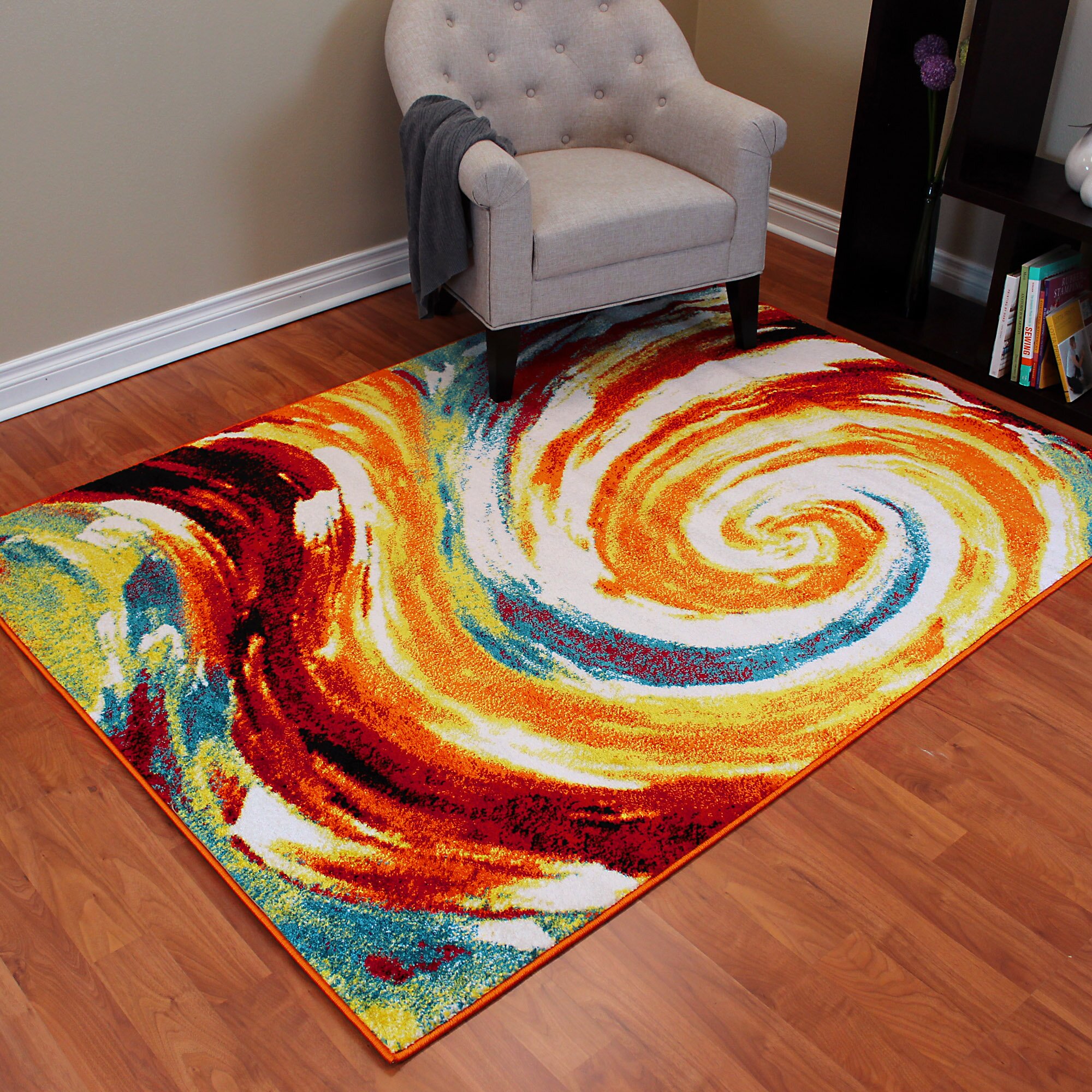 Rainbow Abstract Large Swirl Area Rug Wayfair   Rainbow Area Rug RB907 