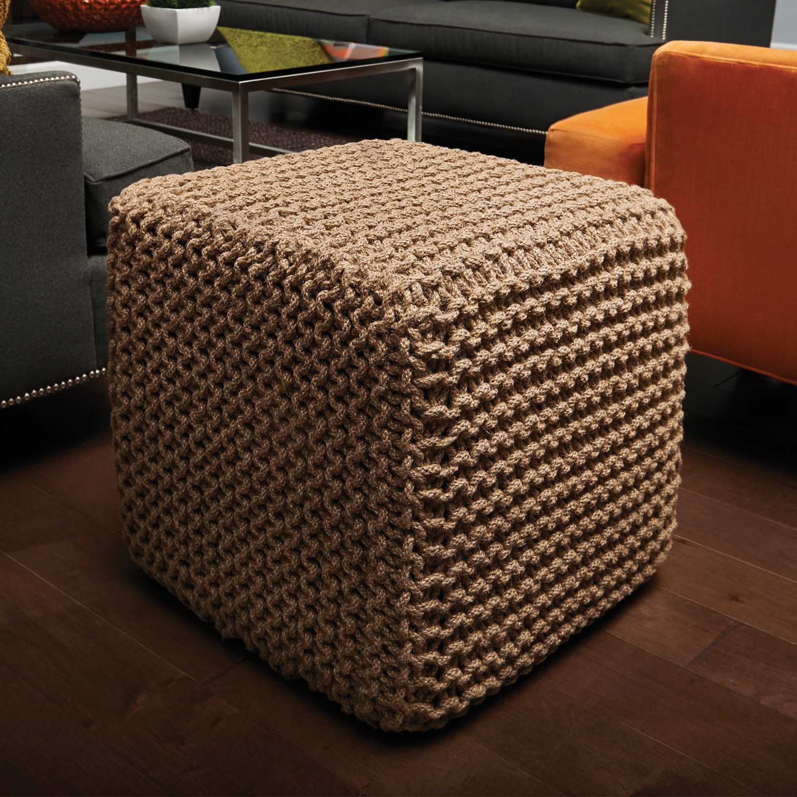 Wildon Home ® Corded Jute Cube Pouf Ottoman & Reviews Wayfair