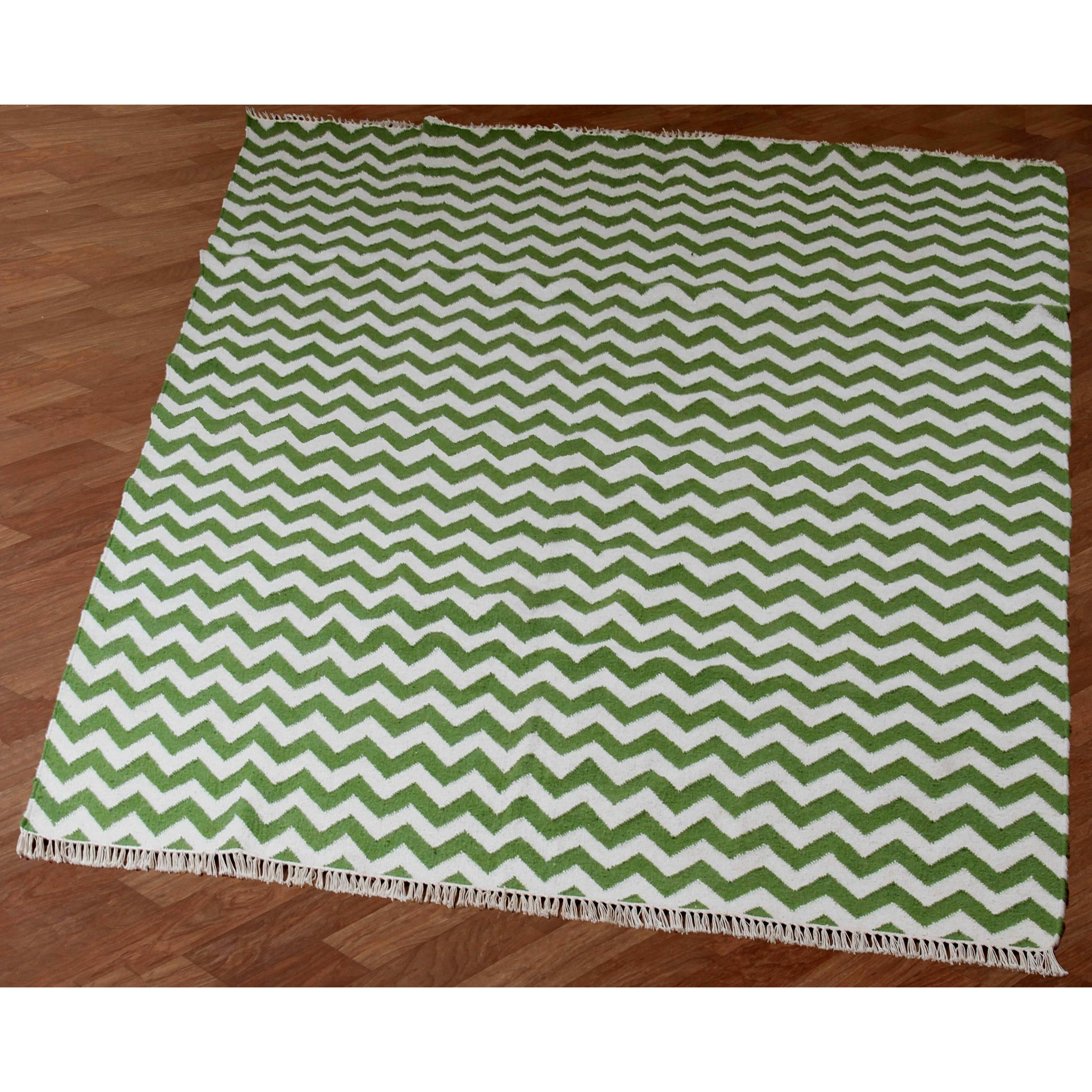 Hacienda Green/White Chevron Area Rug Wayfair