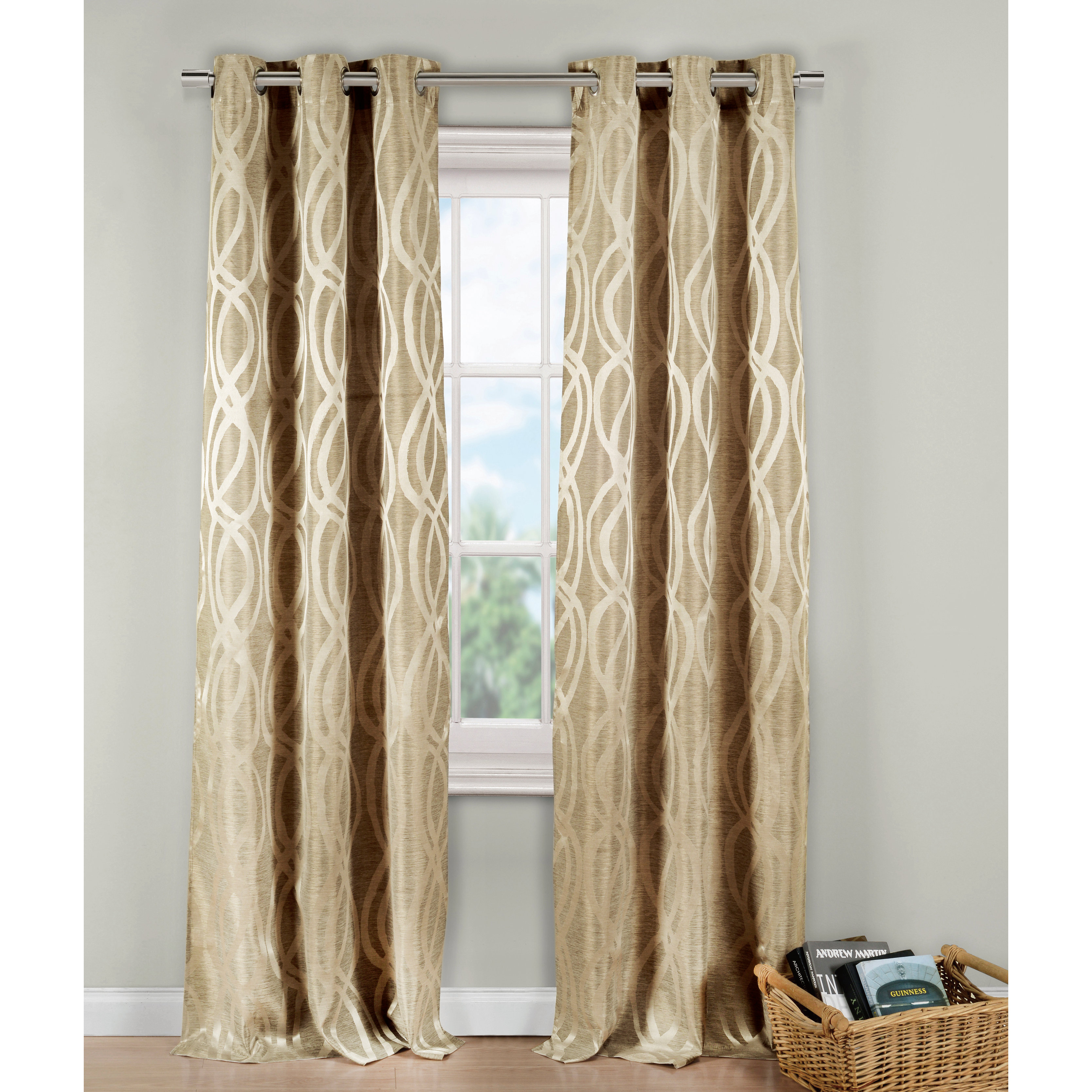 Allana Metallic Jacquard Grommet Curtain Panel Wayfair