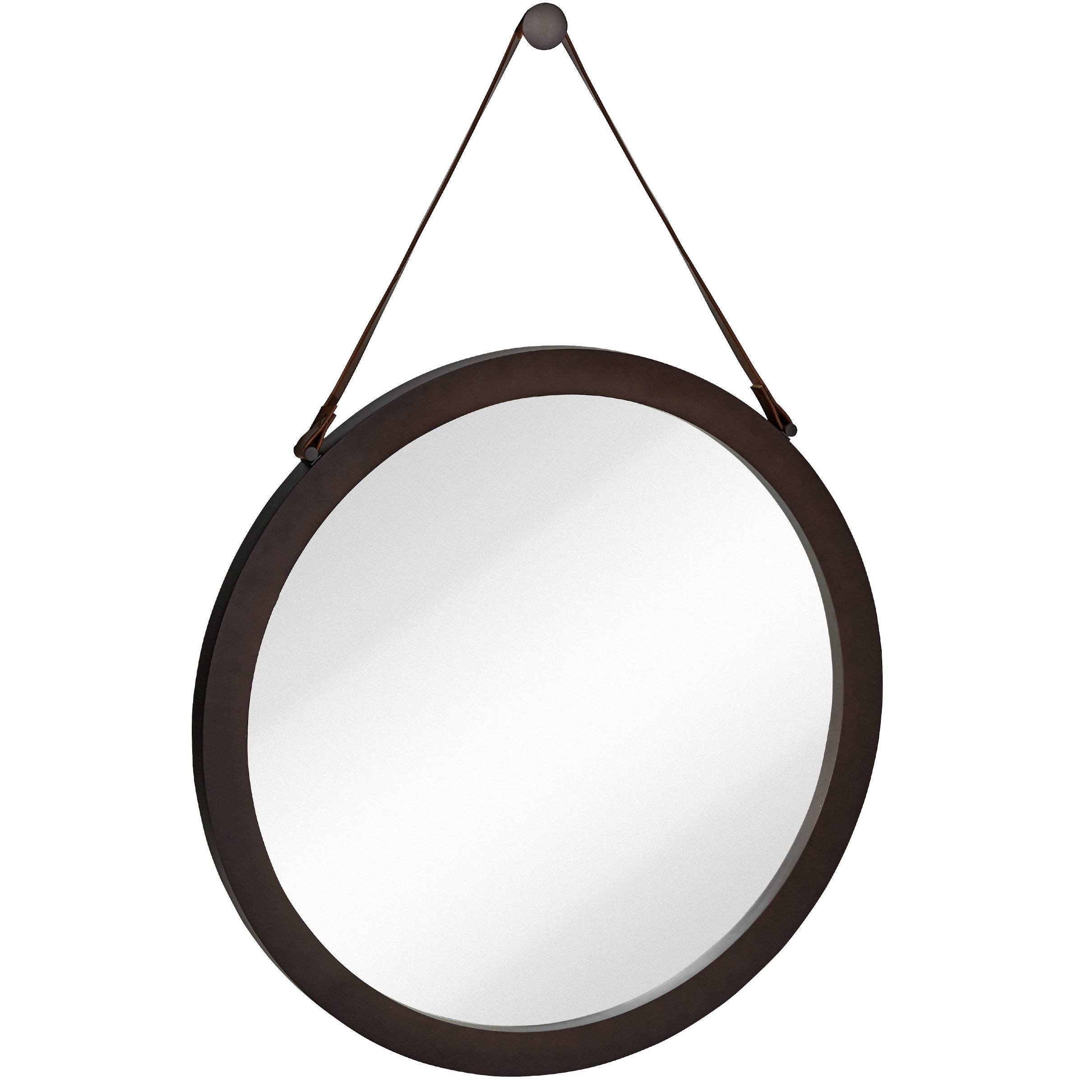 Round Urban Modern Leather Strap Decorative Hanging Wall Mirror Wayfair