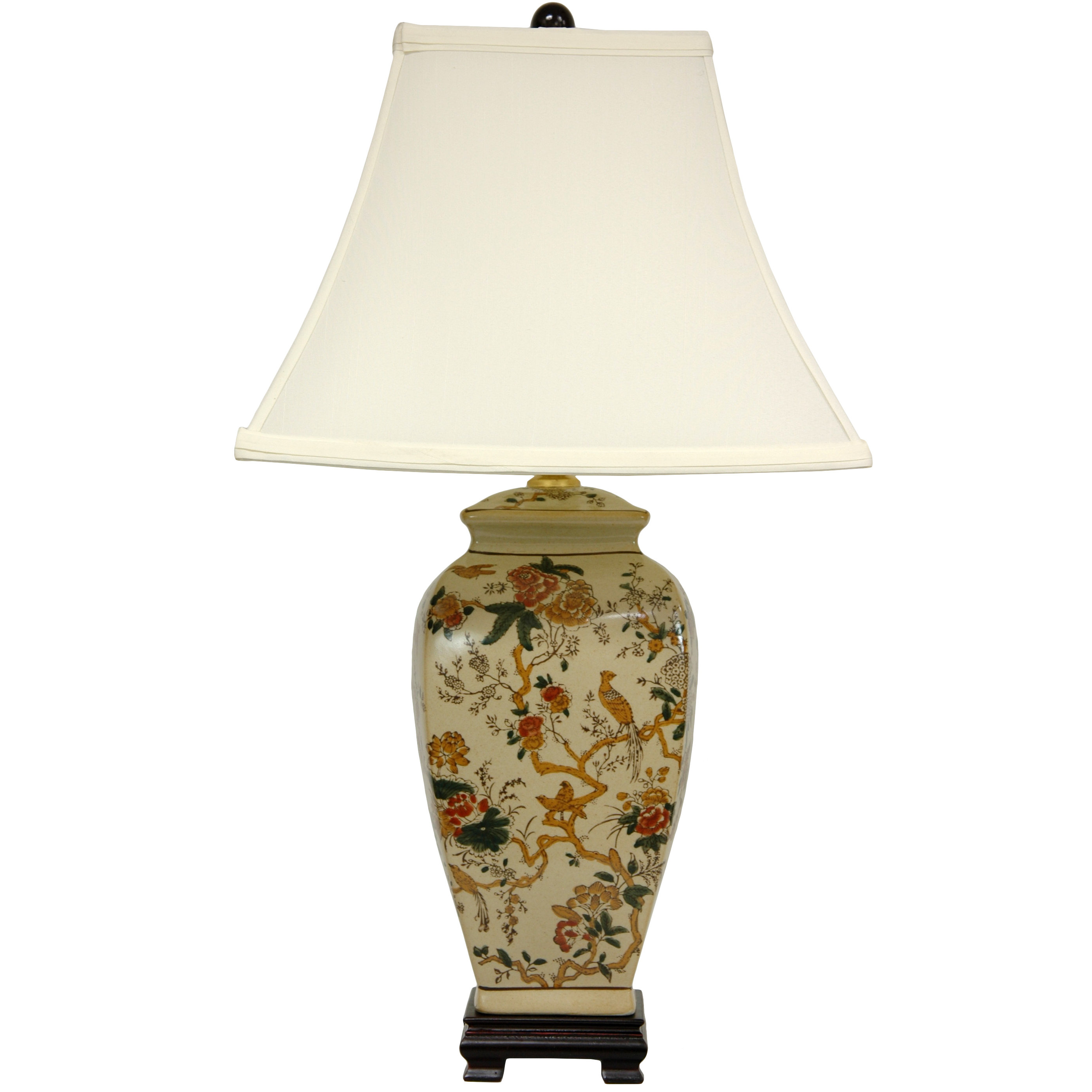 Autumn Birds and Flowers Vase 25" H Table Lamp with Bell Shade Wayfair