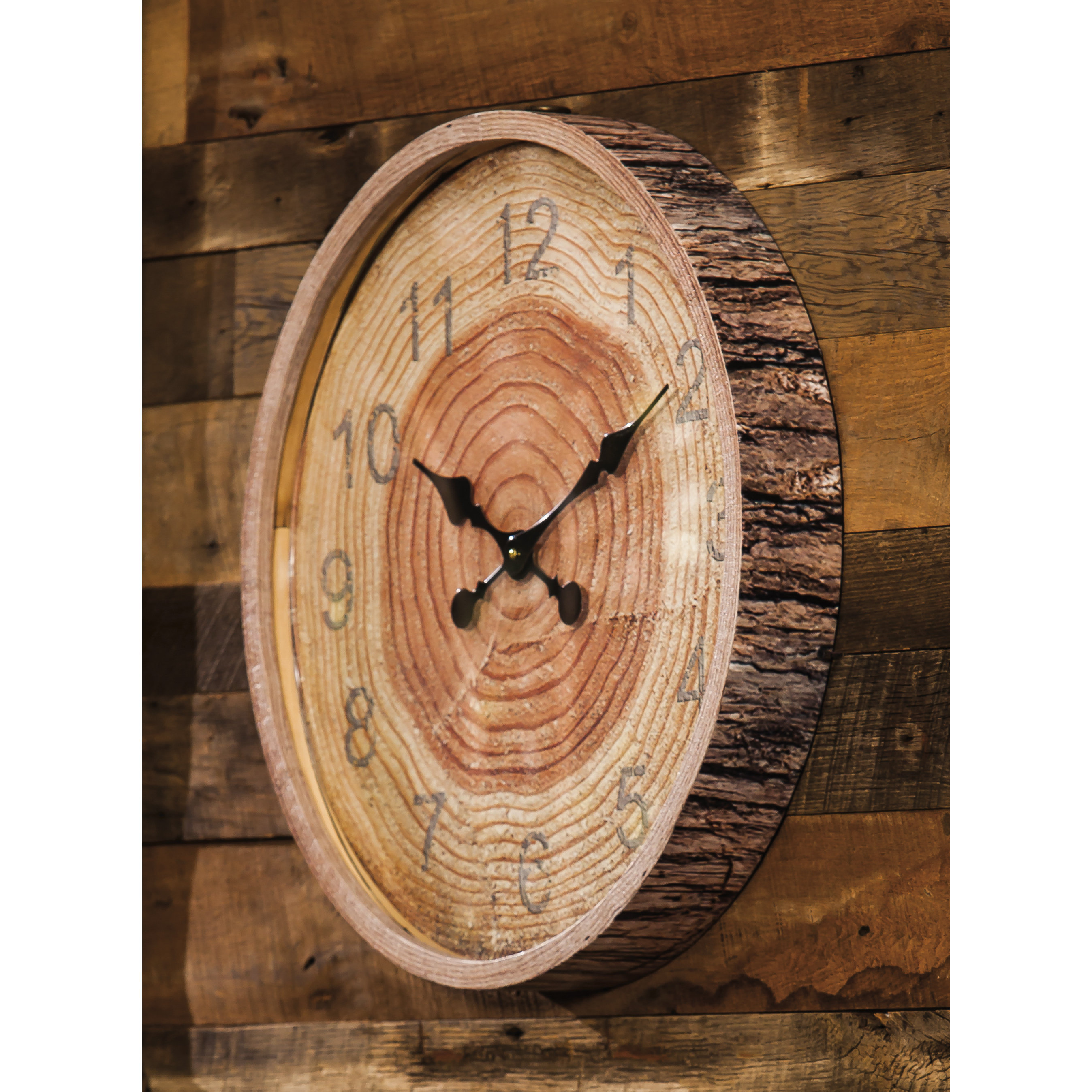 Faux Tree Section and Bark Wooden Wall Clock Wayfair