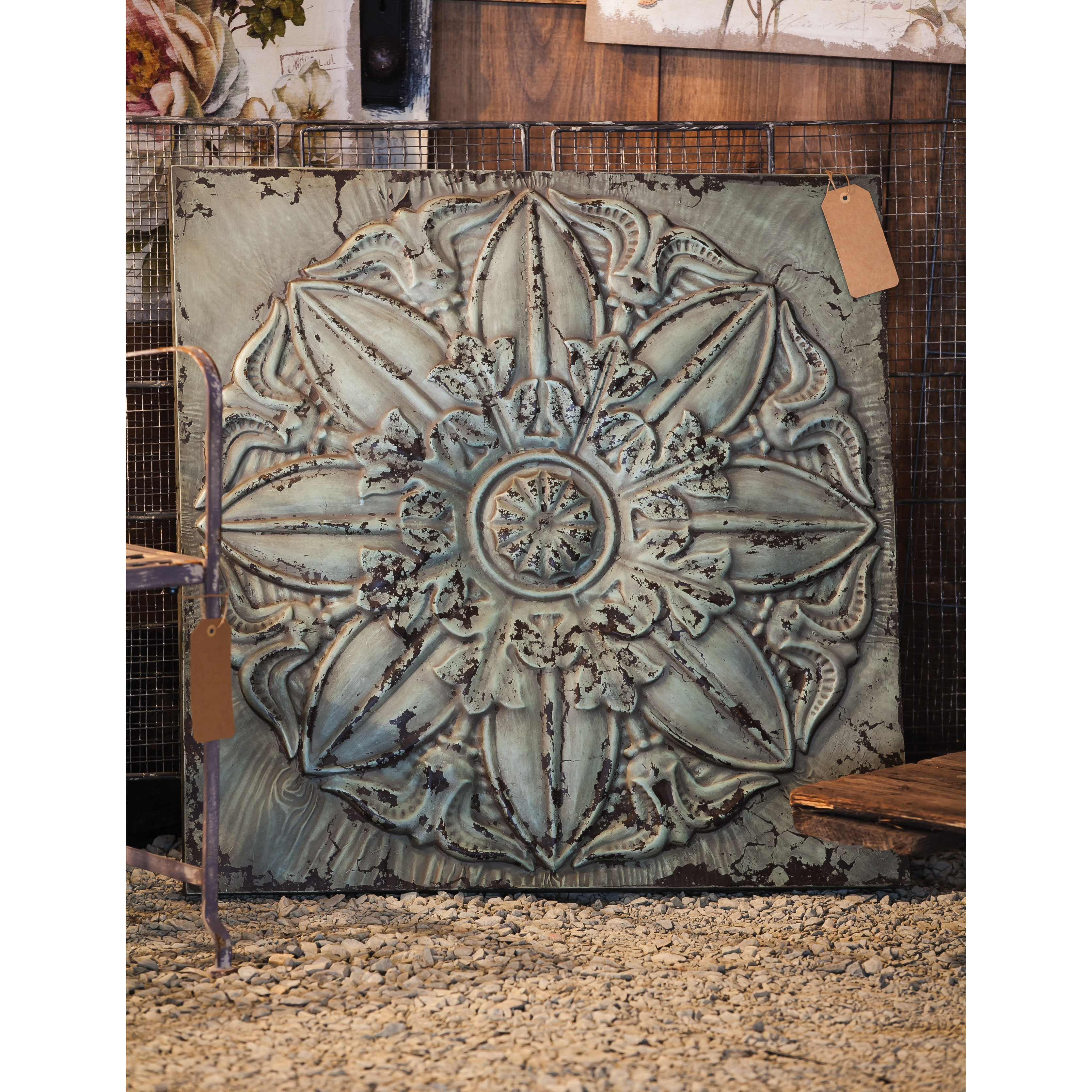 Evergreen Enterprises, Inc Vintage Blue Flower Metal Wall Art & Reviews