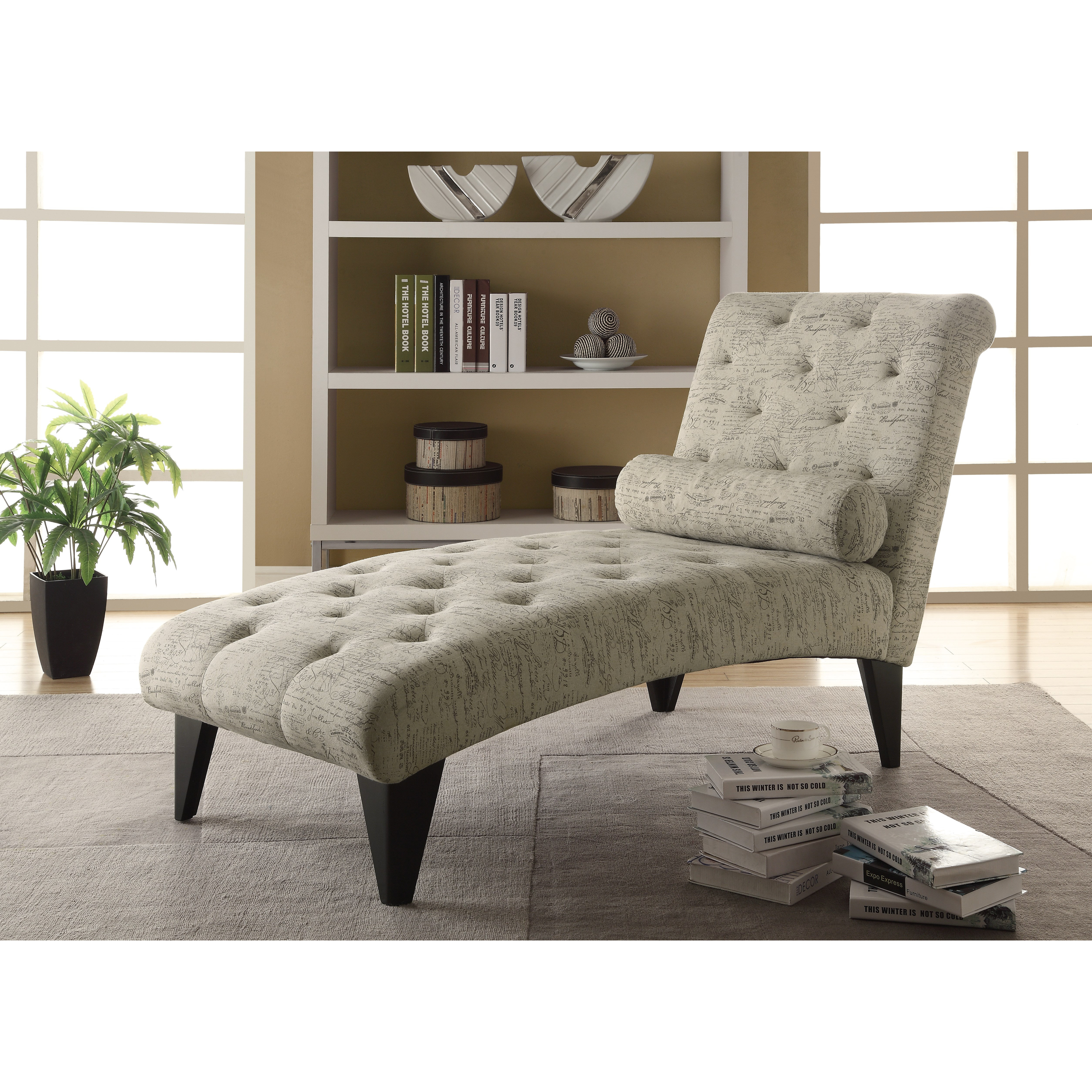 Monarch Specialties Inc. Vintage French Fabric Chaise Lounger & Reviews