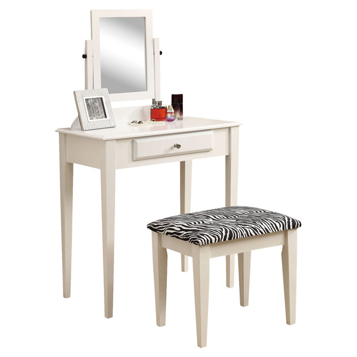 Vanity Set with Mirror & Zebra Print Stool Wayfair
