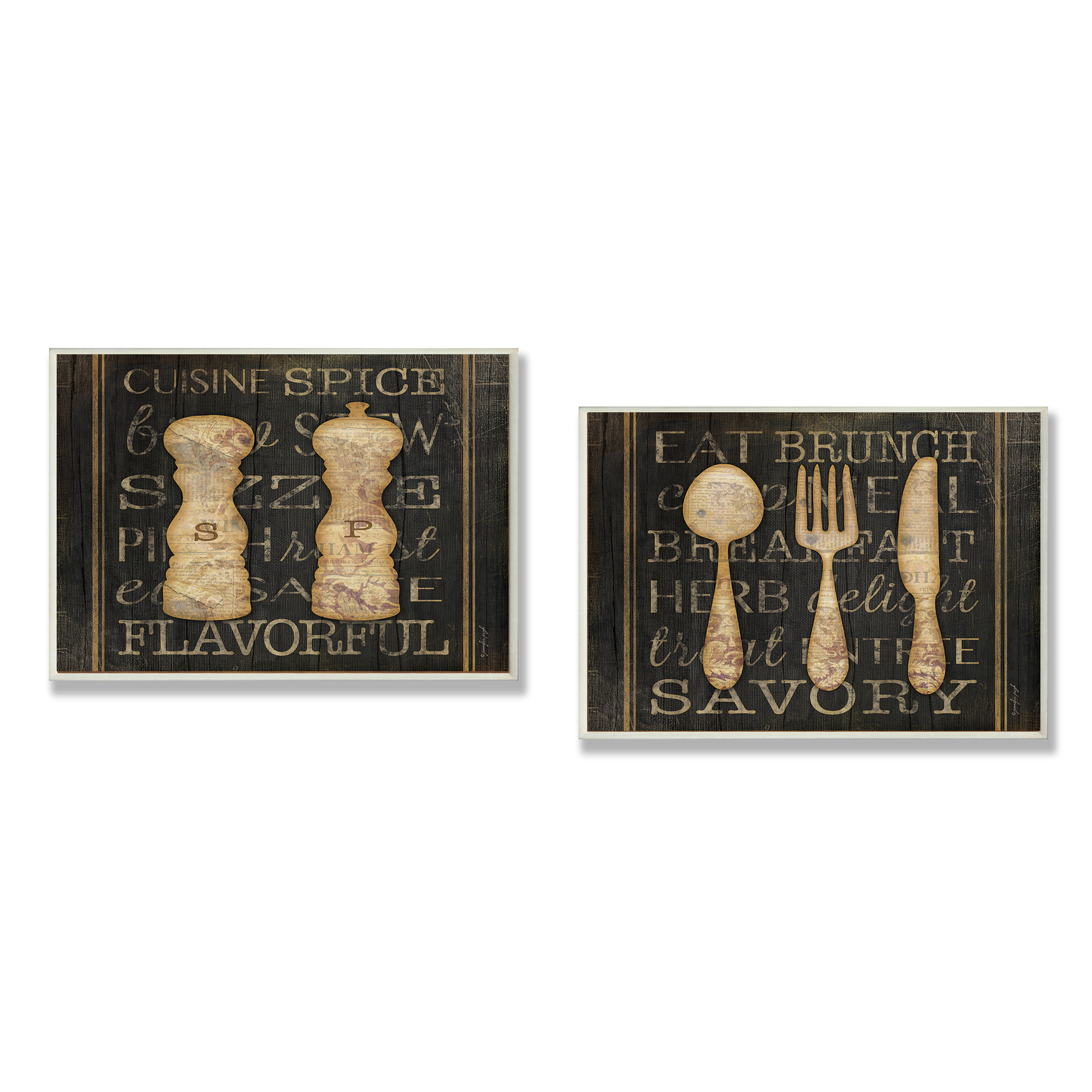 Stupell Industries Salt and Pepper and Utensils 2 Piece Textual art