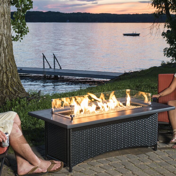 Montego Crystal Fire Pit Coffee Table with Wicker Base ...