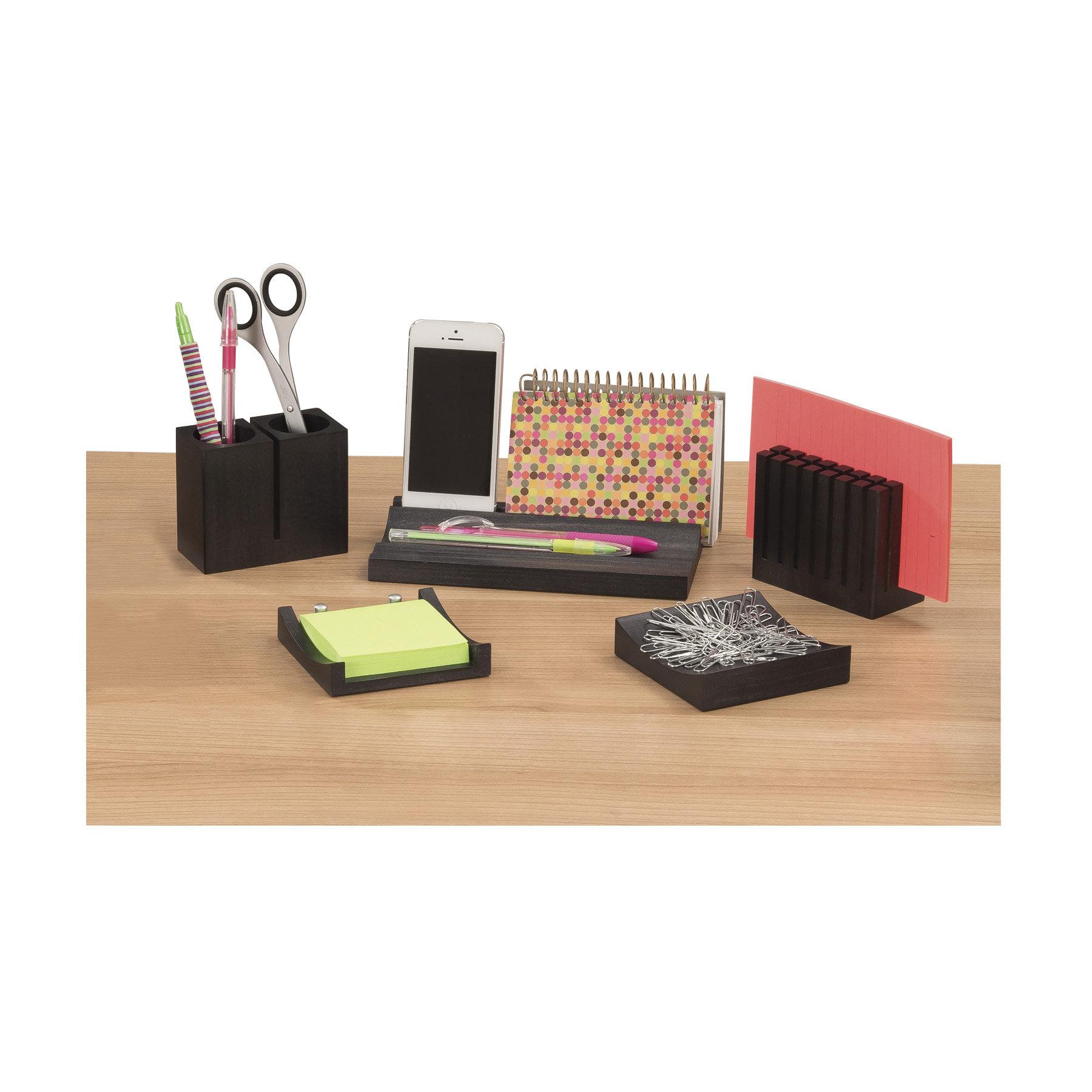 5 Piece Wood Desk Organizer Set Wayfair