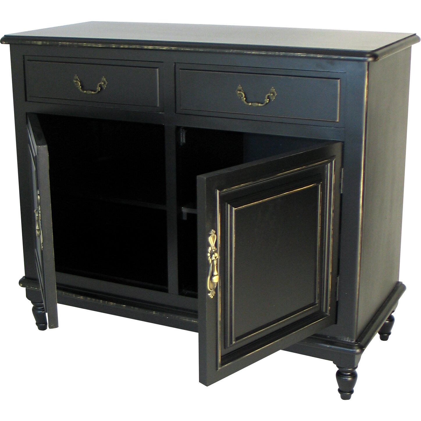 Black distressed buffet cabinet