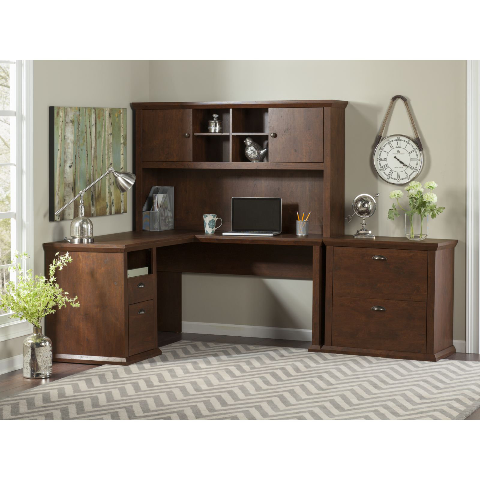 Yorktown Corner Desk with Hutch and Lateral File Wayfair