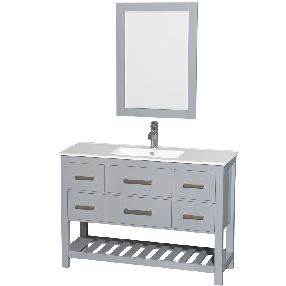 Wyndham Collection Natalie 48" Single Bathroom Vanity Set with Mirror