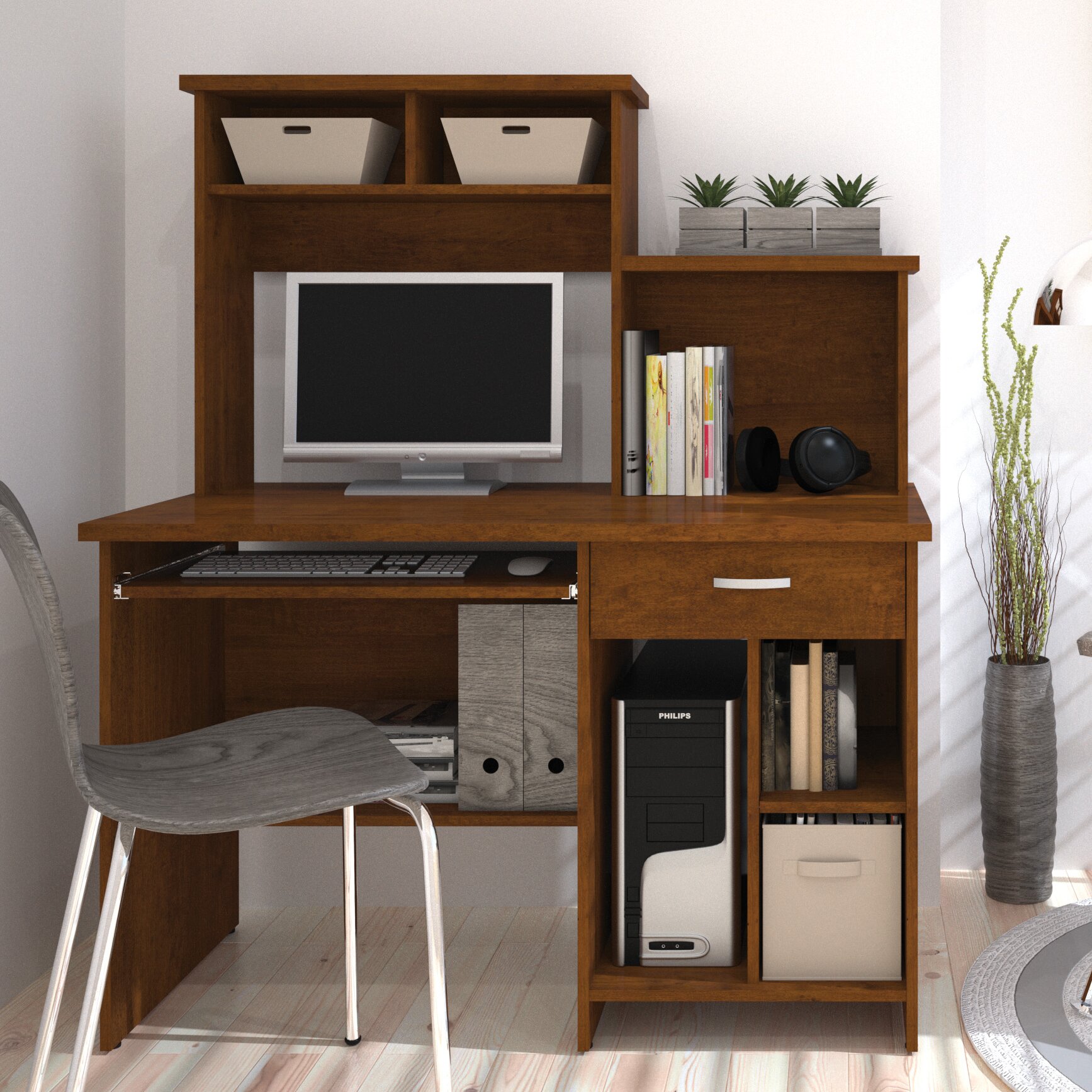 Bestar Active Computer Desk with Bookcase & Reviews | Wayfair