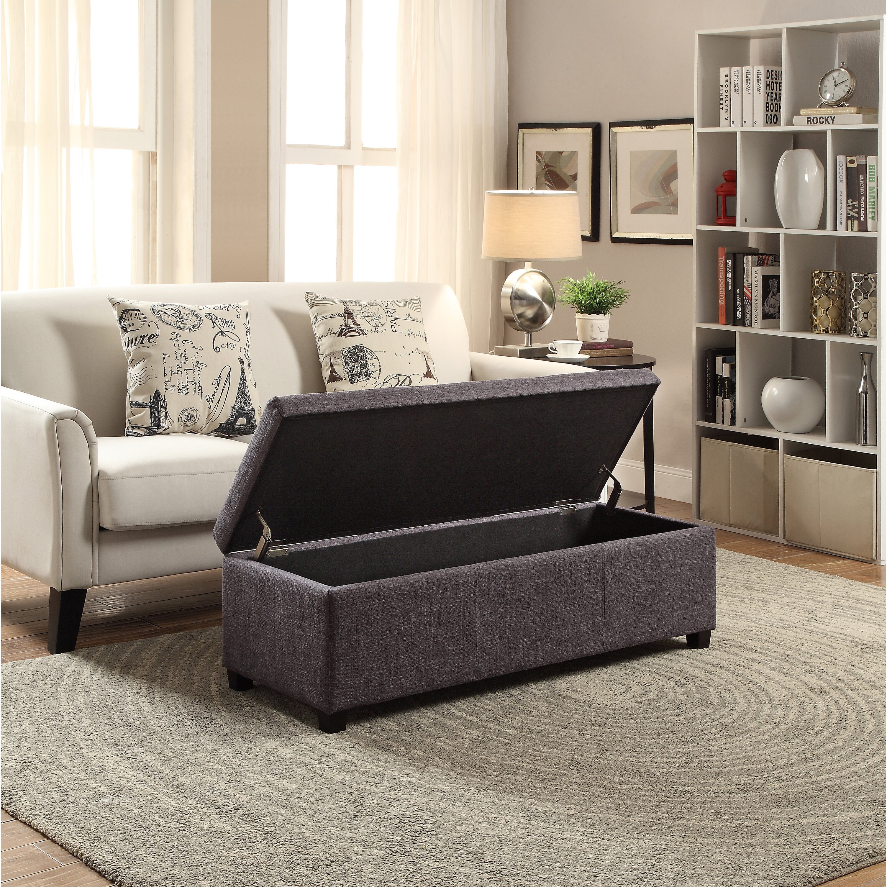 Simpli Home Avalon Upholstered Storage Ottoman & Reviews | Wayfair