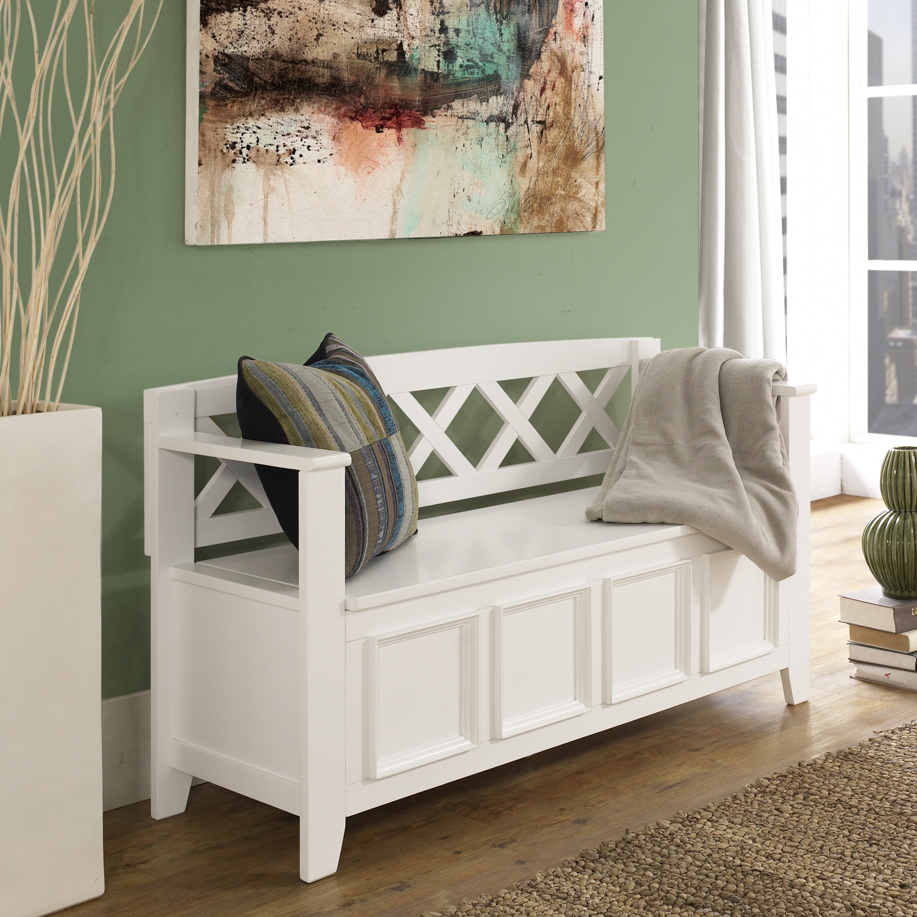 Simpli Home Amherst Wood Storage Entryway Bench & Reviews Wayfair