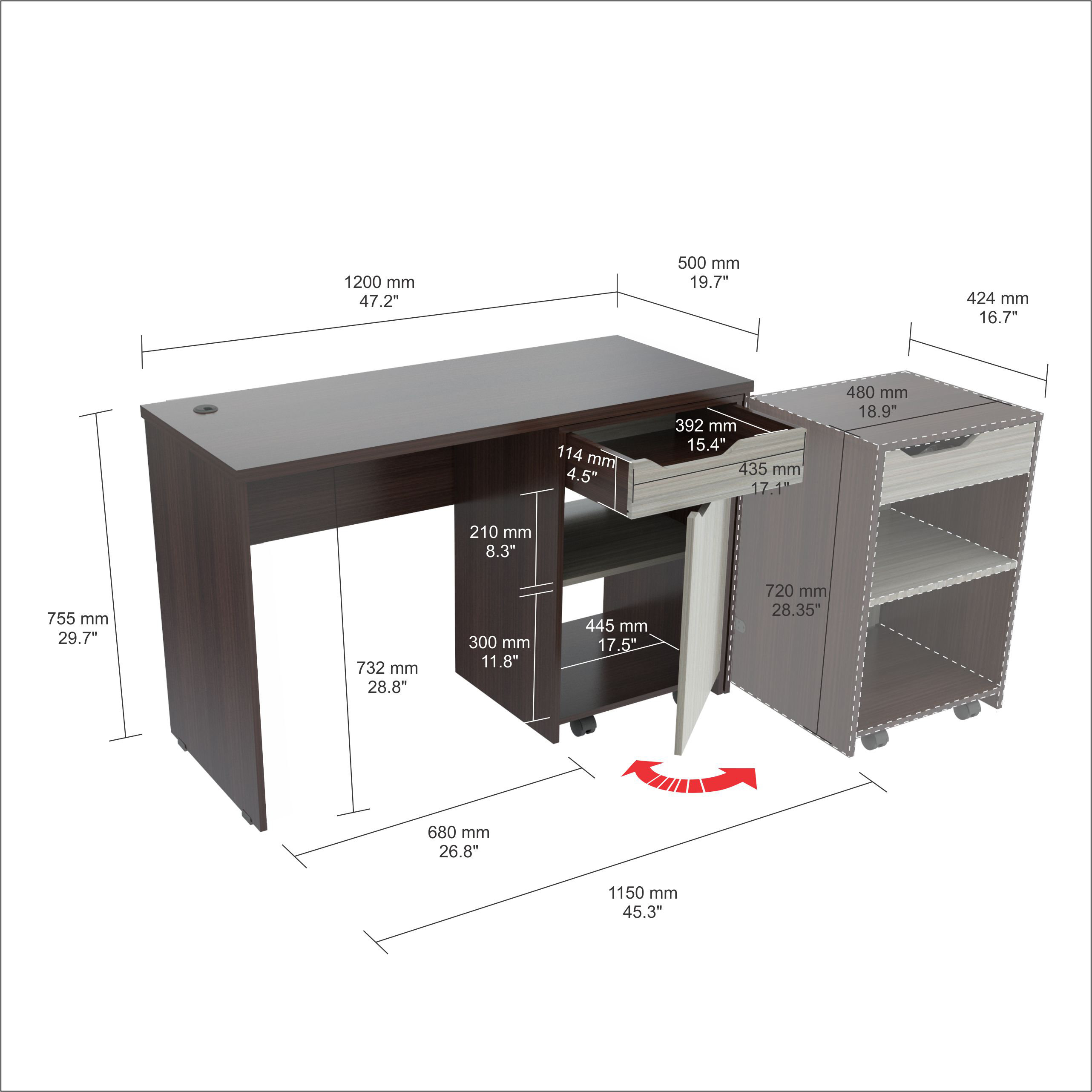 Swing Out Storage Desk Wayfair