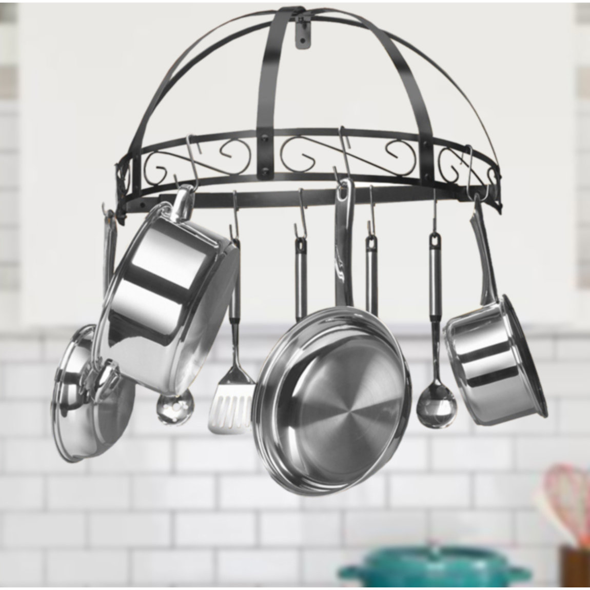 Classicor Series WroughtIron Semicircle Pot Rack & Reviews
