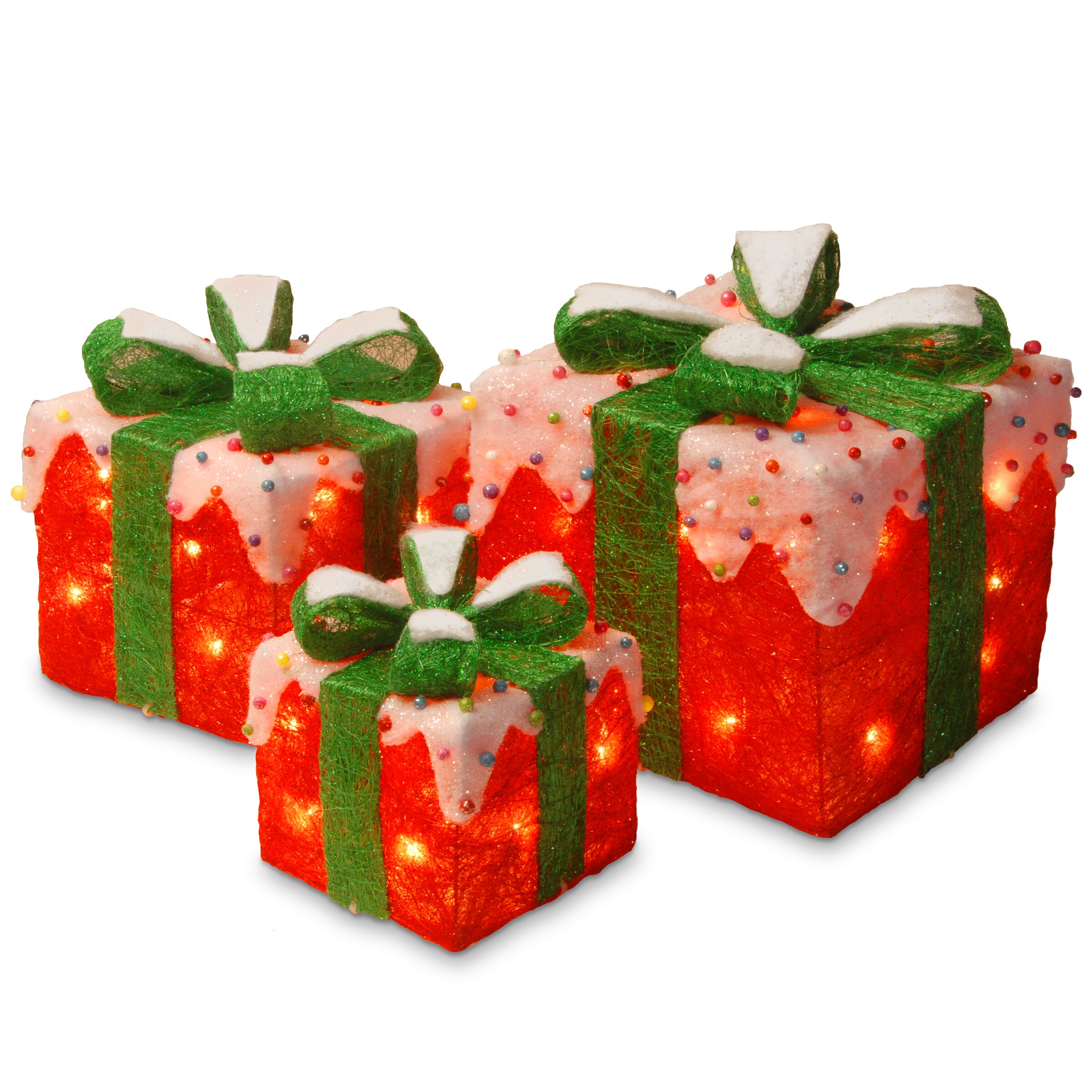 National Tree Co. Decorative Décor 3 Piece Gift Box Christmas ...